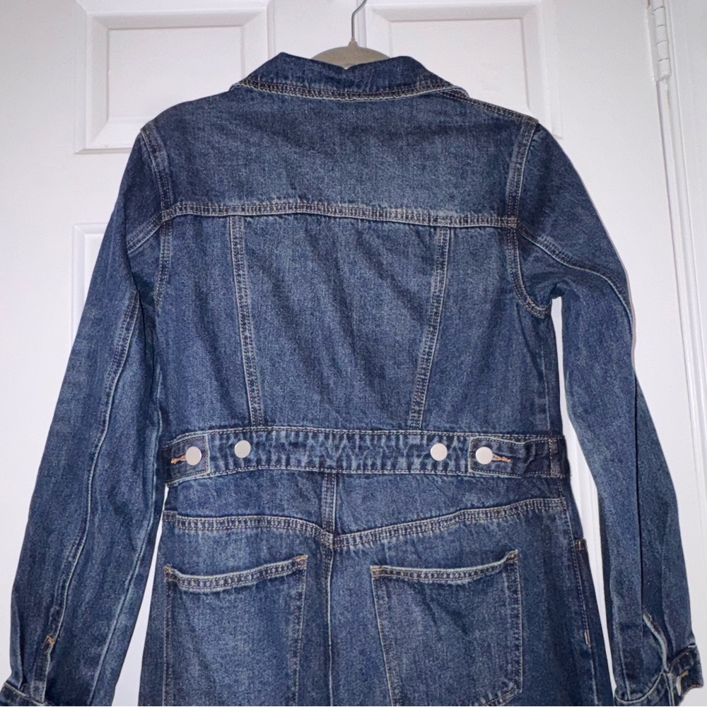 Fashion Nova medium blue wash Trench Coat floor length S NWT - Picture 12 of 15